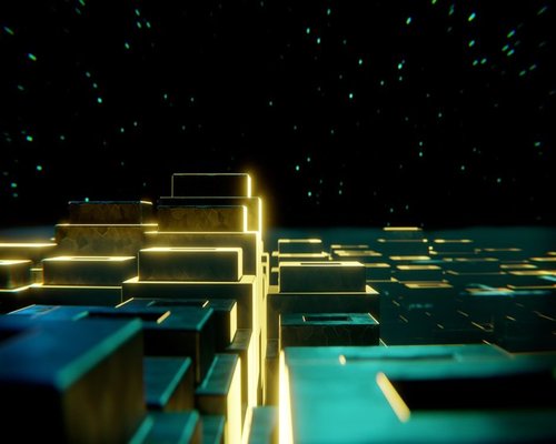 Digital block kingdom from the fictional Royal Block Odyssey game